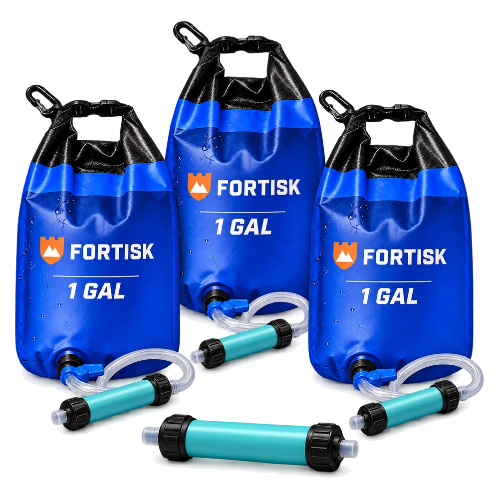 3 Fortisk Gravity Water Kits and a free spare filter