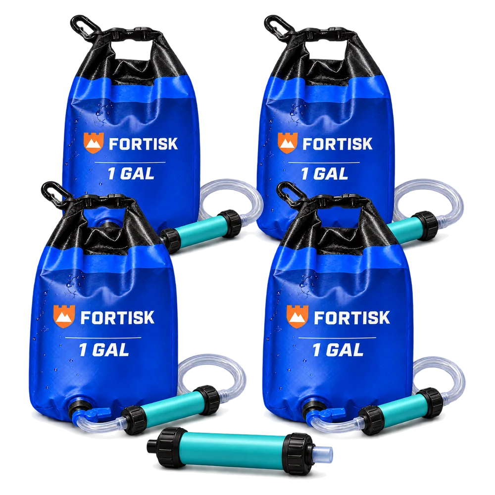 4 Fortisk Gravity Water Kits and a free spare filter