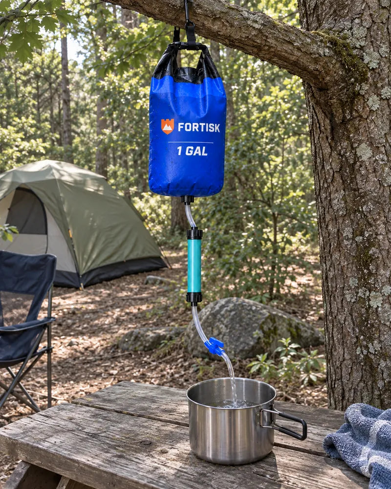AI-generated illustration of the Fortisk kit at camp